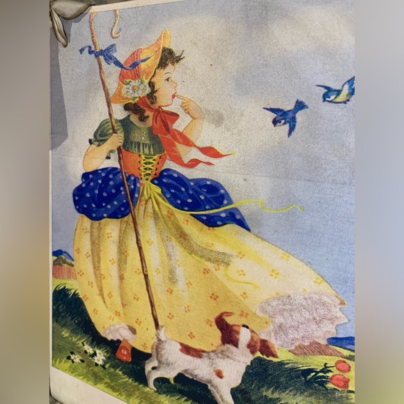 VTG Large Little Bo Peep Postcard with Bow & Glitter Illustrated by Jean D. Howe - Picture 3 of 9